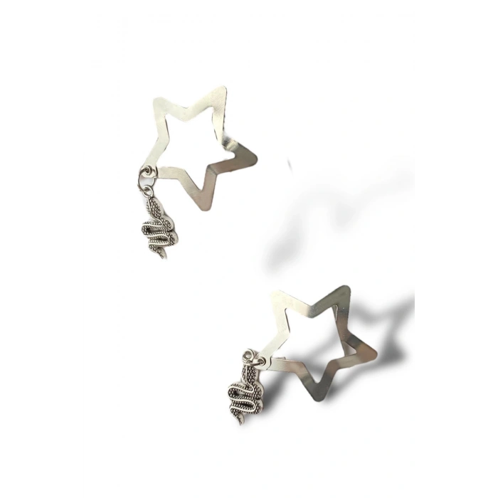 2li Gümüş Renk Yıldız Figürlü Yılan Detaylı Yan Toka Set