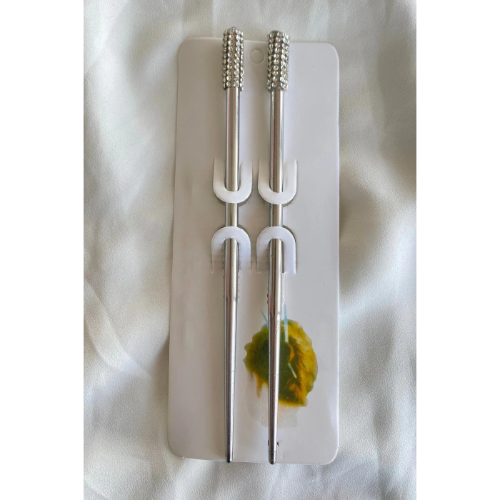 2´li Gümüş Renk Taşlı Topuz Kalemi