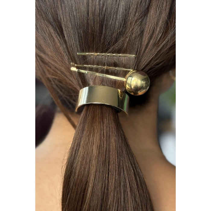 Altın Renk Lastik Ve Tel Toka Set