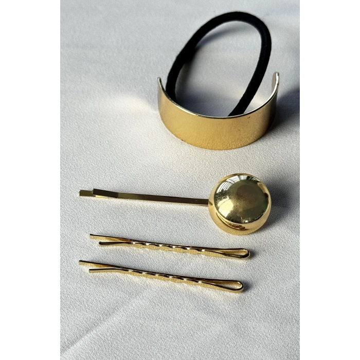Altın Renk Lastik Ve Tel Toka Set