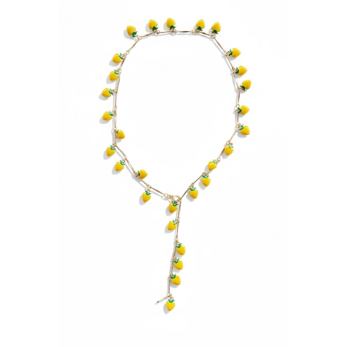 Altın Renk Sarı Kalp Figürlü Çelik Y Kolye