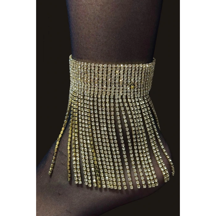 Altın Renk Taş Detaylı Tasarım Halhal