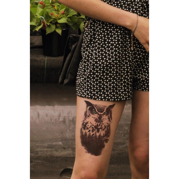 Baykuş Geçici Dövme Tattoo