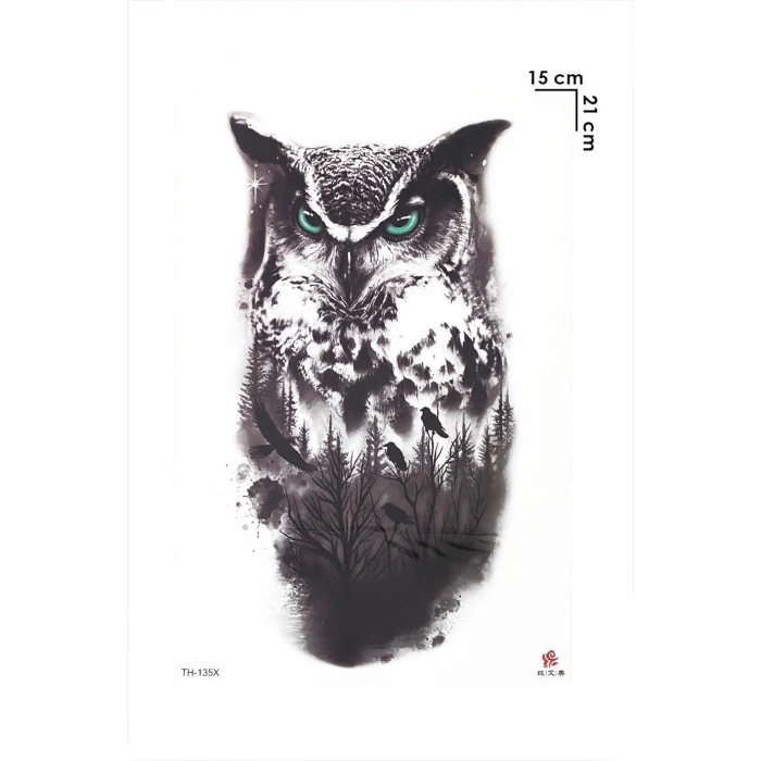Baykuş Geçici Dövme Tattoo