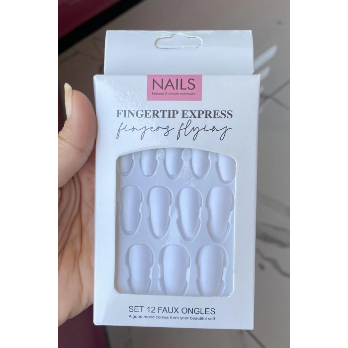 Beyaz Renk 12li Takma Tırnak Seti