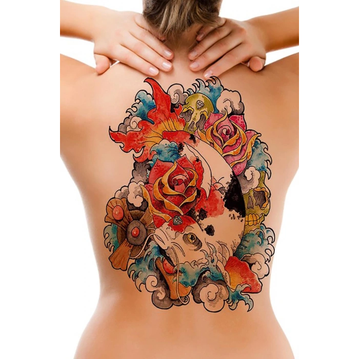 Geçici Balık Modelli Sırt Dövme Tattoo