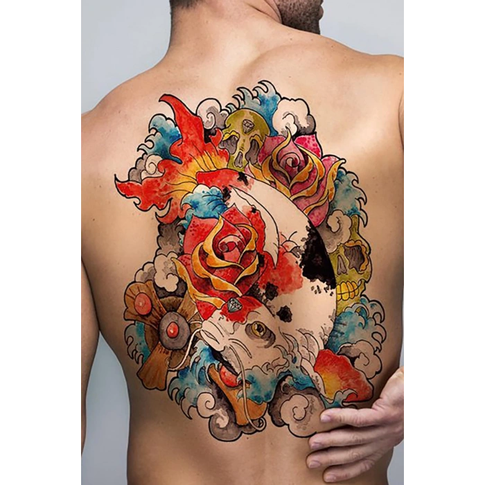 Geçici Balık Modelli Sırt Dövme Tattoo