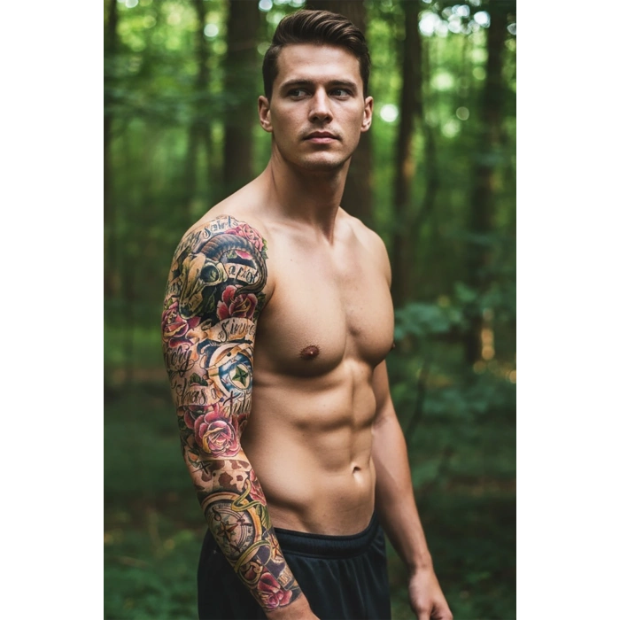 Geçici Gül Karışık Desen Dövme Tattoo