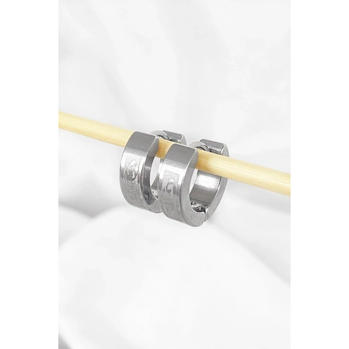 Gümüş Renk Akrep Desenli Unisex Halka Çelik  Küpe (Çift)