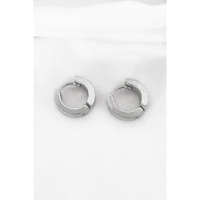 Gümüş Renk Akrep Desenli Unisex Halka Çelik  Küpe (Çift)