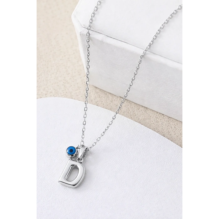 Gümüş Renk D Harf Çelik Kolye