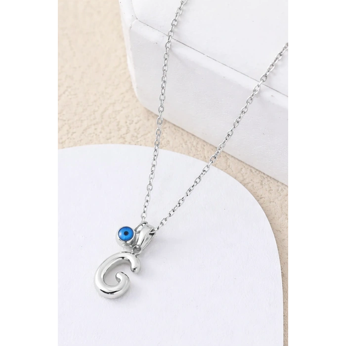 Gümüş Renk G Harf Çelik Kolye