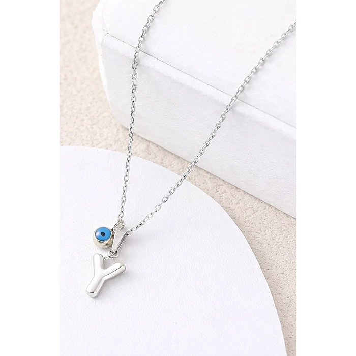 Gümüş Renk Y Harf Çelik Kolye