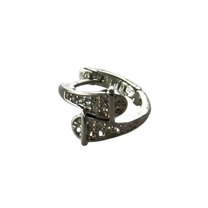 Gümüş Renk Yılan Figürlü Taş Detaylı Cerrahi Çelik Halka Tragus/Kıkırdak Küpe/Piercing (Tek)