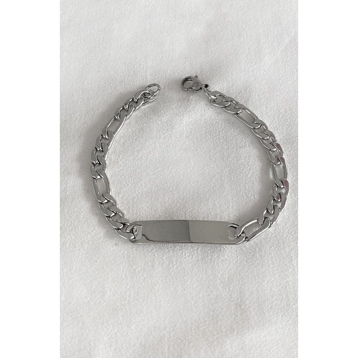 Gümüş Renk Zincir Erkek Çelik Bileklik