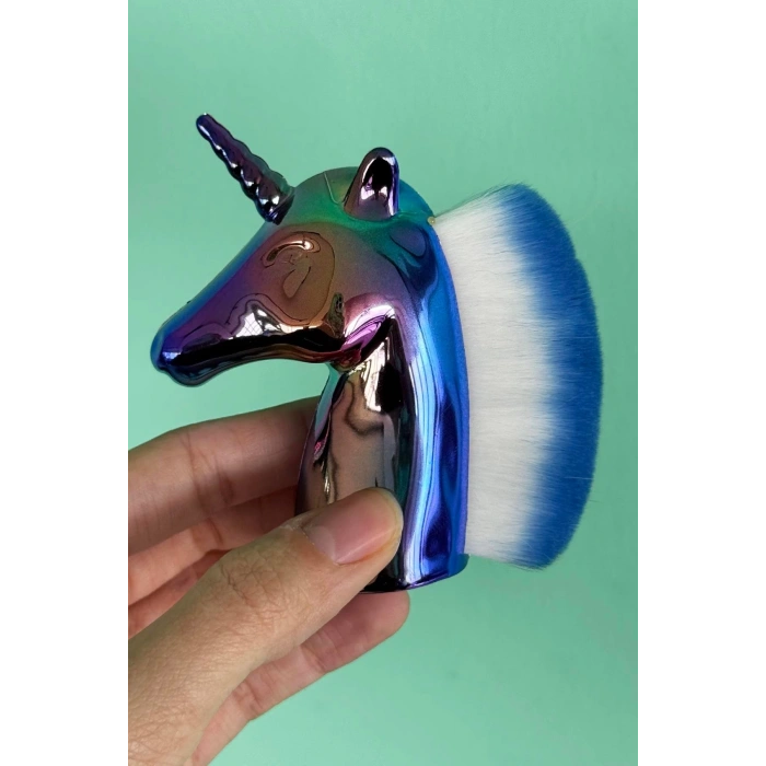 Karışık Renk Unicorn Figürlü Allık/Makyaj Fırçası