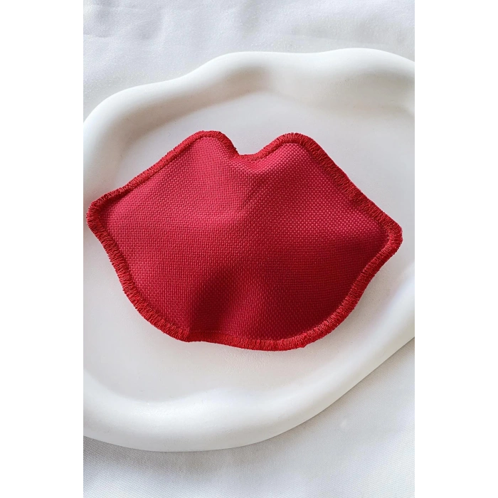 Kırmızı Renk Dudak Detaylı Kadın Cüzdan