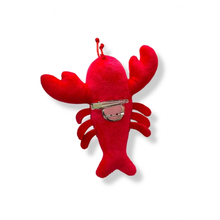 Kırmızı Renk Yengeç Figürlü Rozet/ Toka