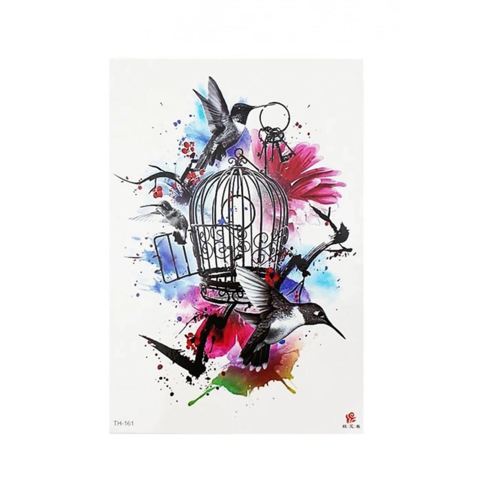 Kuş ve Kafes Geçici Dövme Tattoo