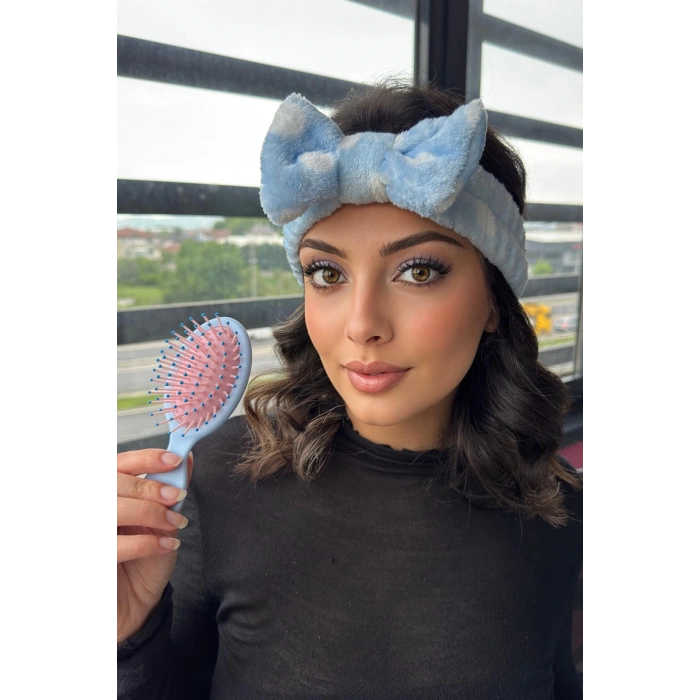 Mavi Renk Saç Bandı Ve Tarak Set