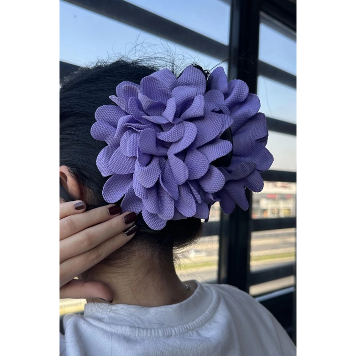 Mor Renk Çiçek Figürlü Mandal Toka