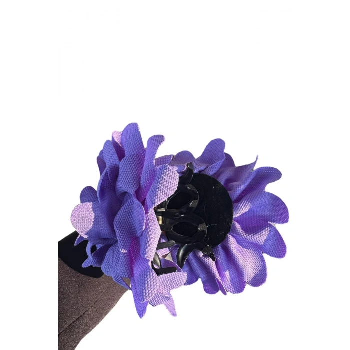 Mor Renk Çiçek Figürlü Mandal Toka