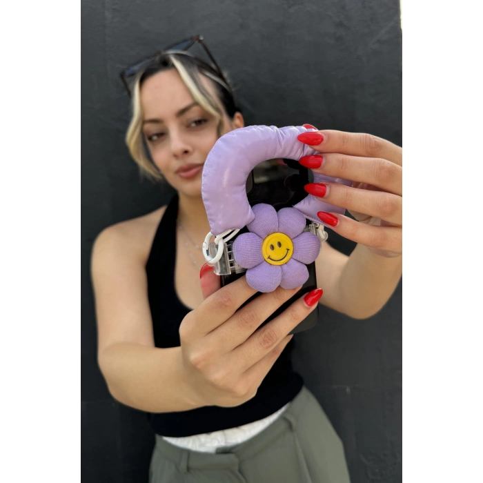 Mor Renk Papatya Figürlü Telefon Aksesuarı