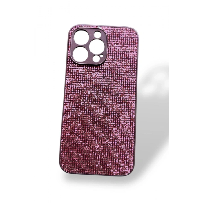 Mor Renk Taş Detaylı 15 Pro Max Telefon Kılıfı