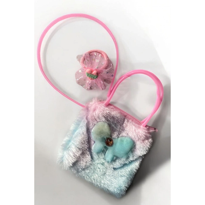 Pembe Renk Çanta/Taç/Havlu Toka Set