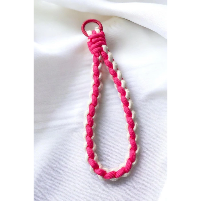Pembe Renk İp Detaylı Telefon Aksesuarı