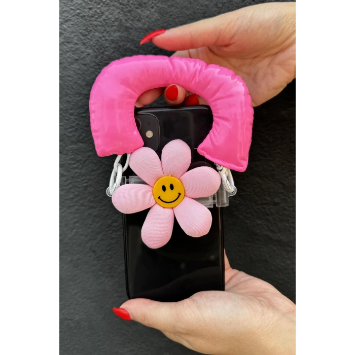 Pembe Renk Papatya Figürlü Telefon Aksesuarı