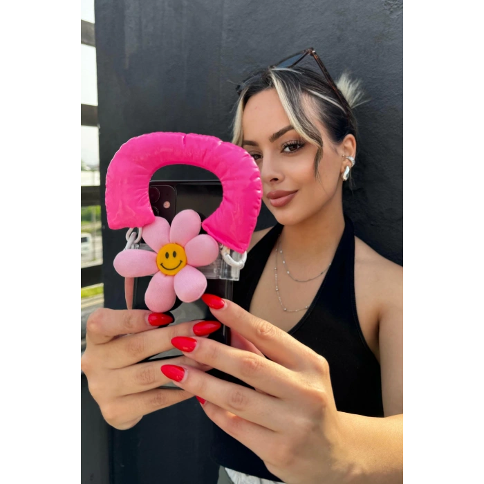 Pembe Renk Papatya Figürlü Telefon Aksesuarı