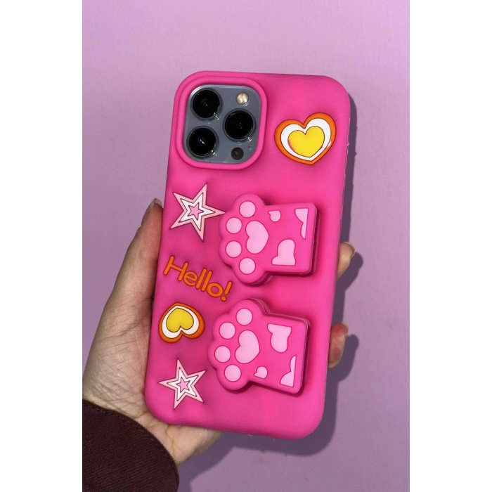 Pembe Renk Pati Figürlü 13 Pro Max Telefon Kılıfı