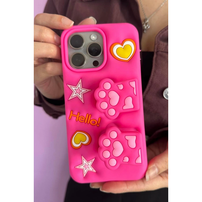 Pembe Renk Pati Figürlü 14 Pro Max Telefon Kılıfı