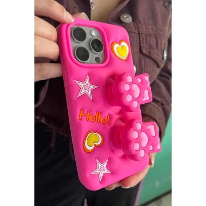 Pembe Renk Pati Figürlü 14 Pro Max Telefon Kılıfı