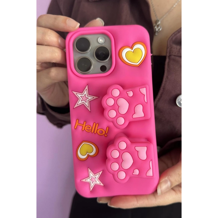 Pembe Renk Pati Figürlü 15 Pro Max Telefon Kılıfı