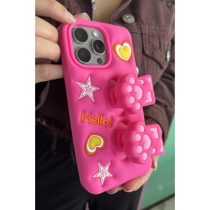 Pembe Renk Pati Figürlü 15 Pro Max Telefon Kılıfı