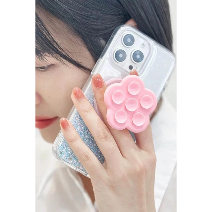 Pembe Renk Vantuzlu Beşgen Telefon Tutucu