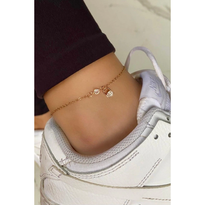 Rose Renk Anahtar Figürlü Çelik Halhal