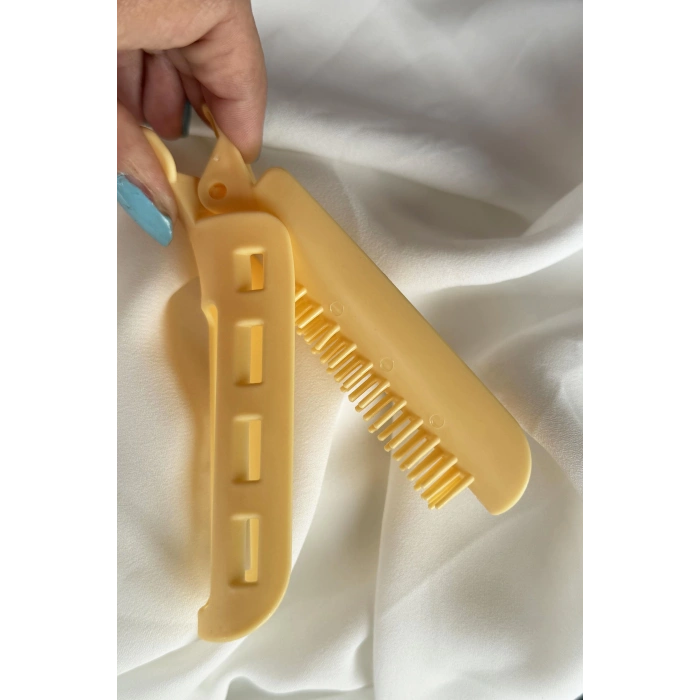 Sarı Renk Tarak Detaylı Saç Kabartma Tokası (Tek)