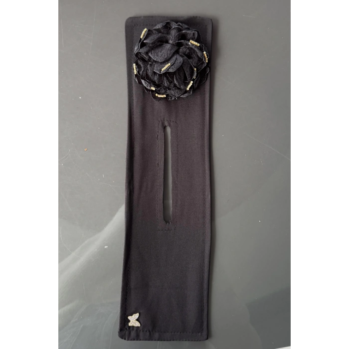Siyah Renk Gül Detaylı Topuz Tokası