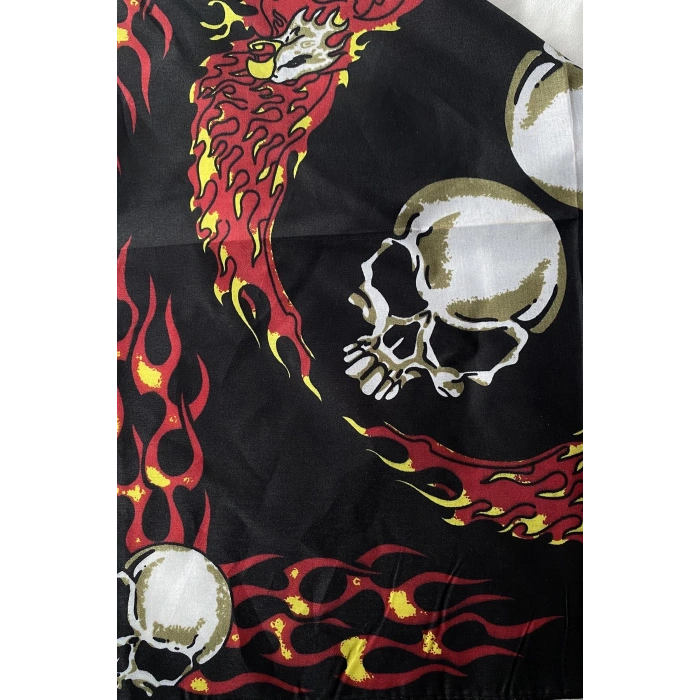 Siyah Renk Kurukafa Figürlü Bandana