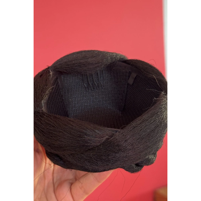 Siyah Renk Örgülü Topuz Tokası