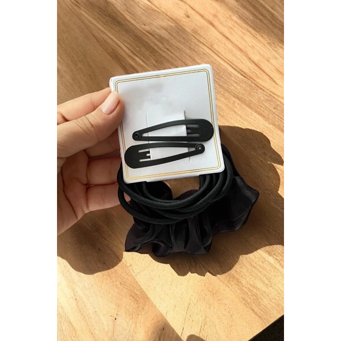 Siyah Renk Yan Toka Ve Lastik Toka Set