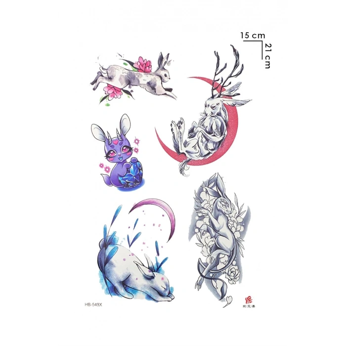 Tavşan Modelli Geçici Dövme Tattoo