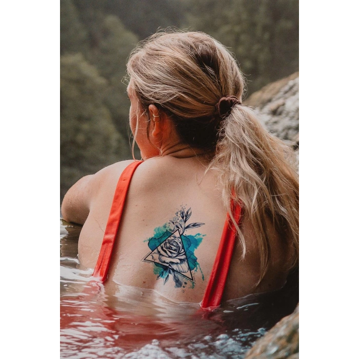 Üçgen Gül Geçici Dövme Tattoo