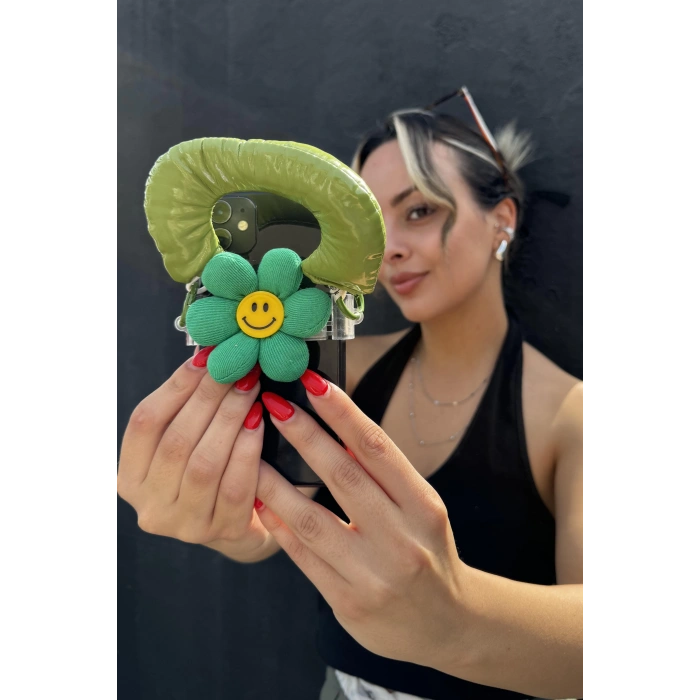 Yeşil Renk Papatya Figürlü Telefon Aksesuarı