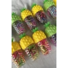12li Karışık Renk Ananas Figürlü Perma Lastik Toka Set