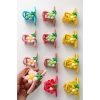 12li  Karışık Renk Çiçek Figürlü Mandal Toka Set