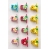 12li  Karışık Renk Çiçek Figürlü Mandal Toka Set